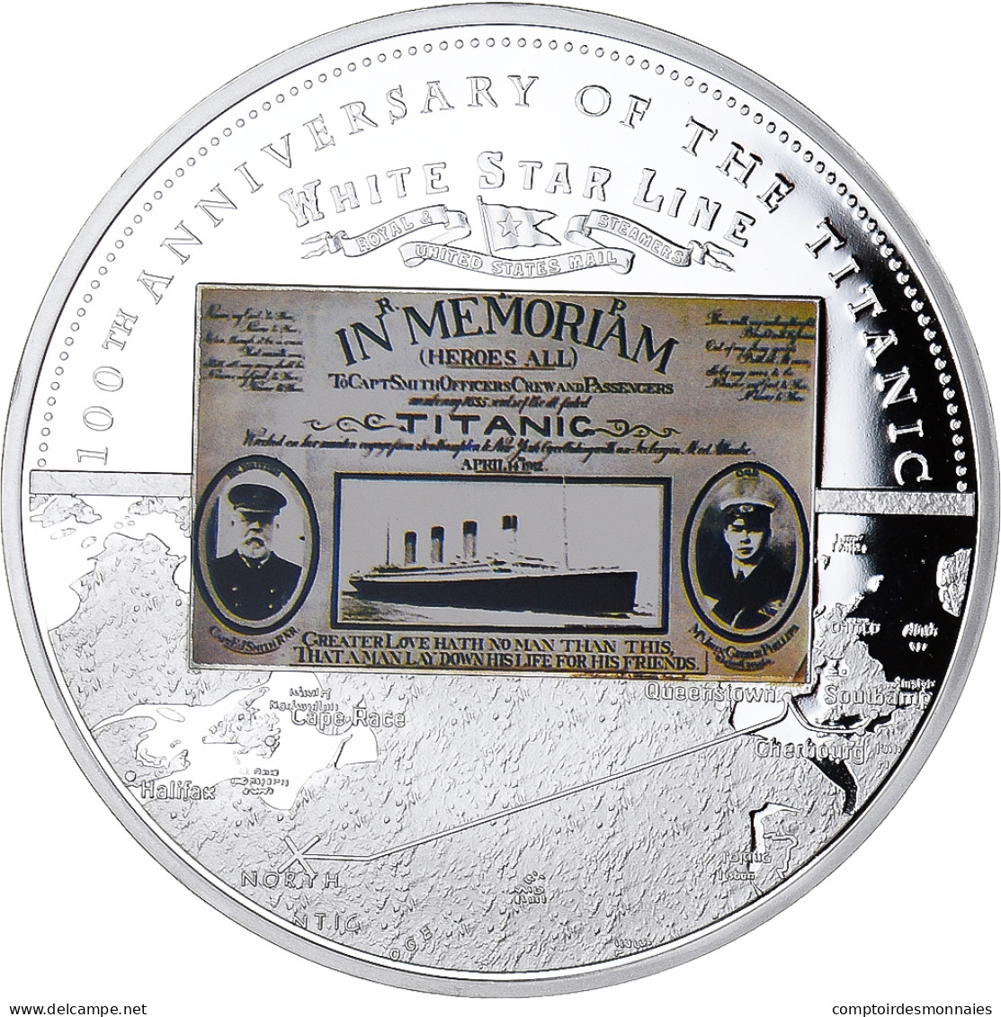 France, Médaille, 100ème Anniversaire Du Titanic, FDC, Cuivre Plaqué Argent - Autres & Non Classés