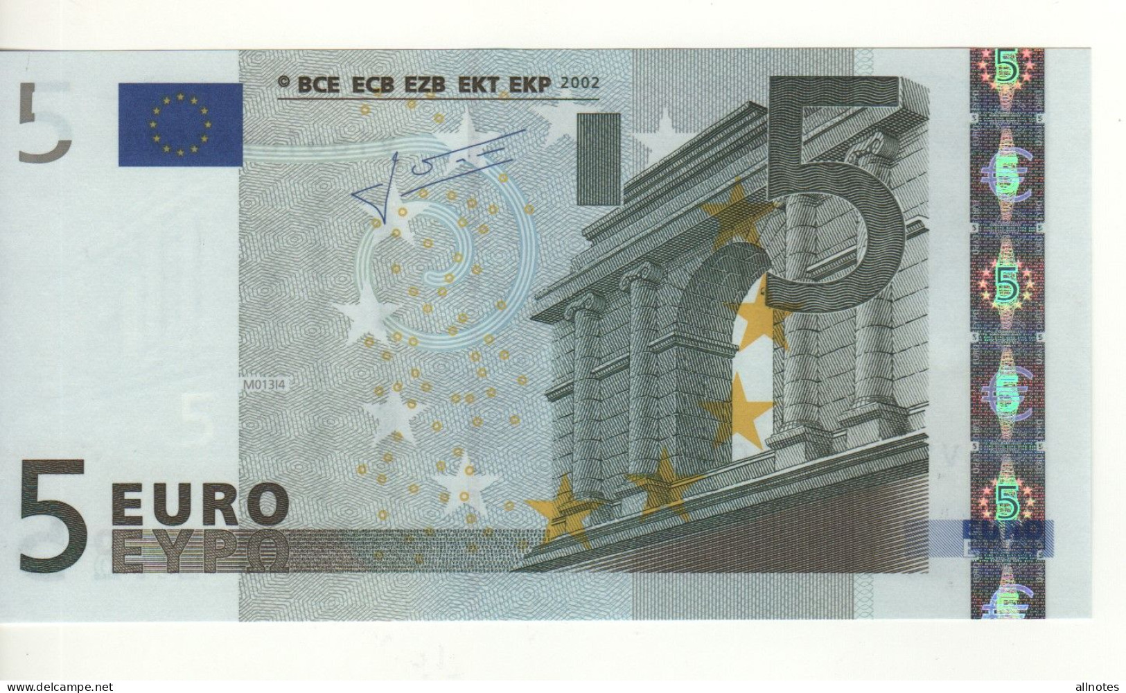 5 EURO  "V"   SPAGNA   Firma Trichet   M 013 I4   /  FDS - UNC - 5 Euro