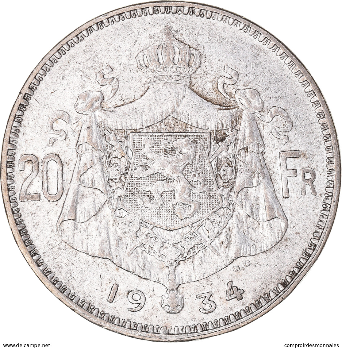 Monnaie, Belgique, 20 Francs, 20 Frank, 1934, Bruxelles, TB+, Argent, KM:103.1 - 20 Frank & 4 Belgas