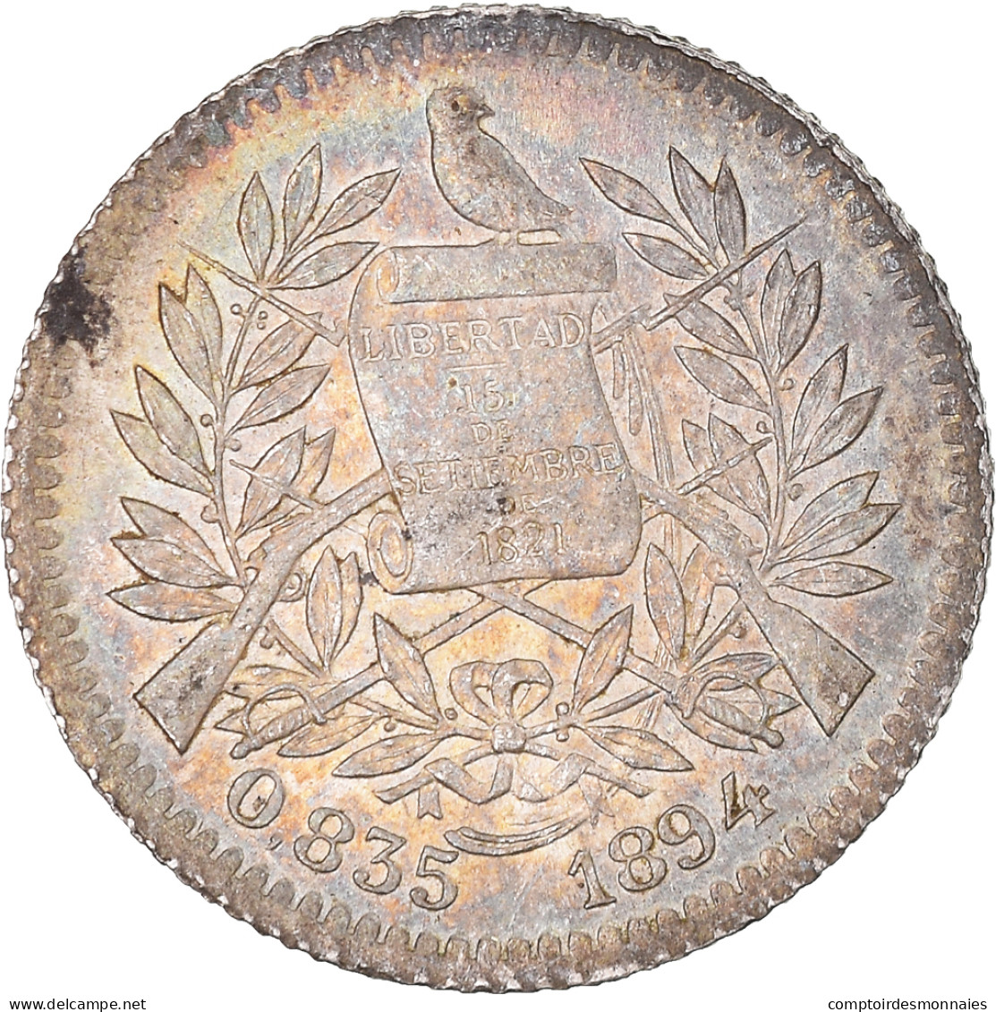 Monnaie, Guatemala, 1/2 Real, Medio, 1894, FDC, Argent, KM:165 - Guatemala
