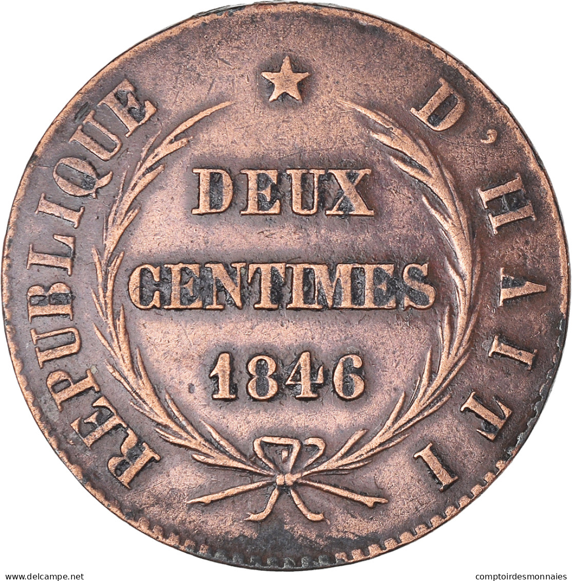 Monnaie, Haïti, 2 Centimes, 1846/AN 43, TTB+, Cuivre, KM:26 - Haití