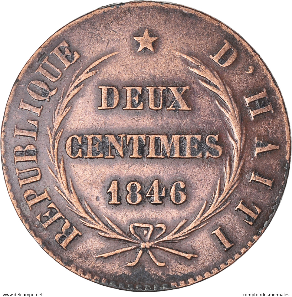 Monnaie, Haïti, 2 Centimes, 1846/AN 43, TTB+, Cuivre, KM:26 - Haïti