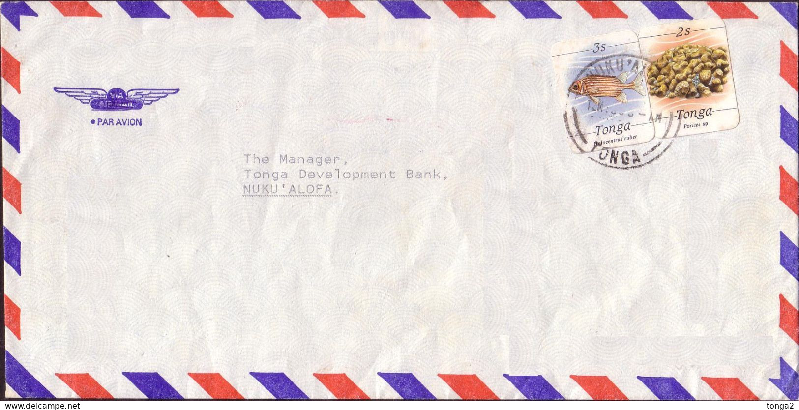 Tonga Marine Life Cover - 2s Coral + 3s Fish - 1984 Pays Domestic Local Rate - Tonga (1970-...)