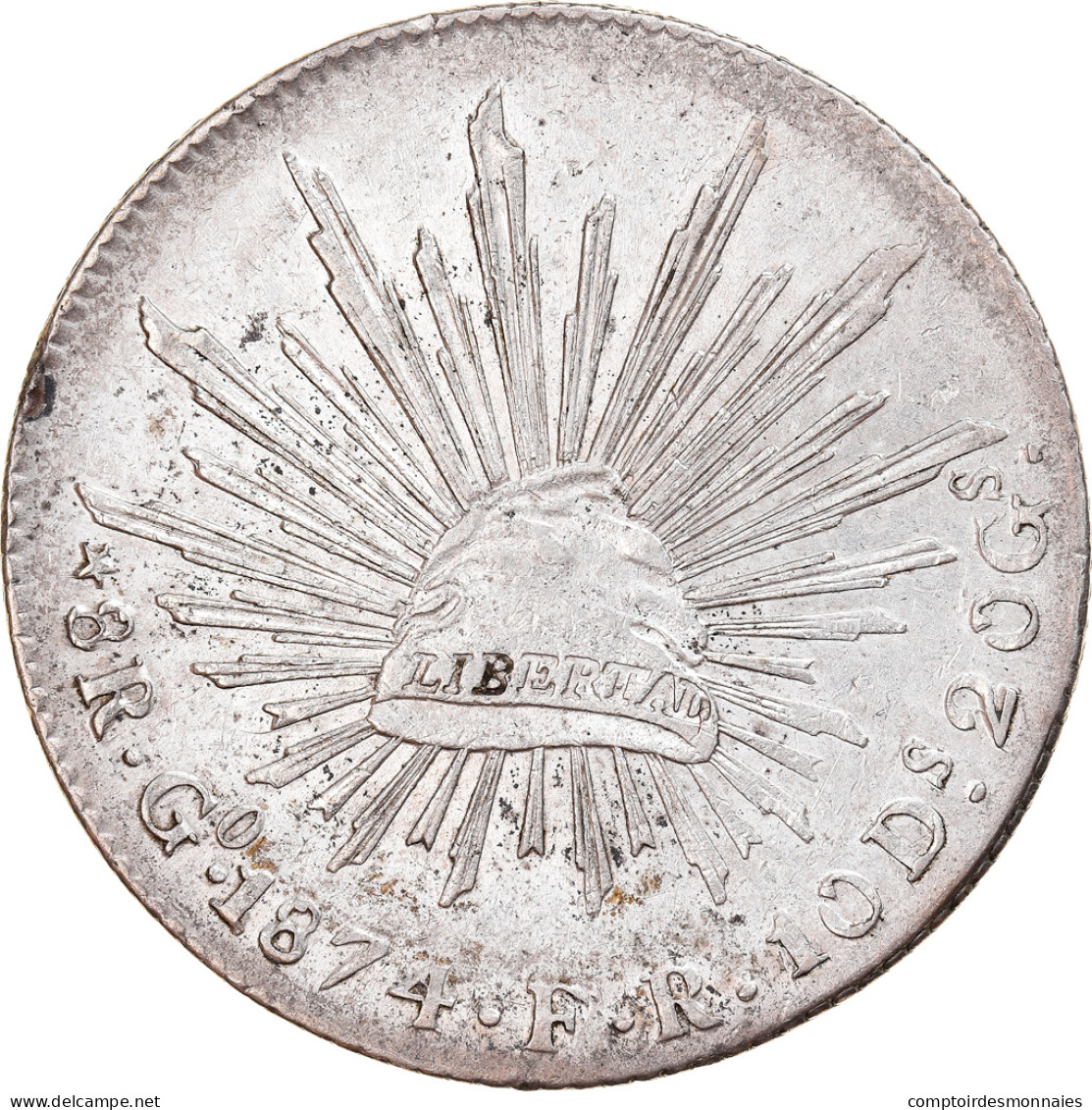 Monnaie, Mexique, 8 Reales, 1874, Guanajuato, SUP+, Argent, KM:377.8 - Mexiko