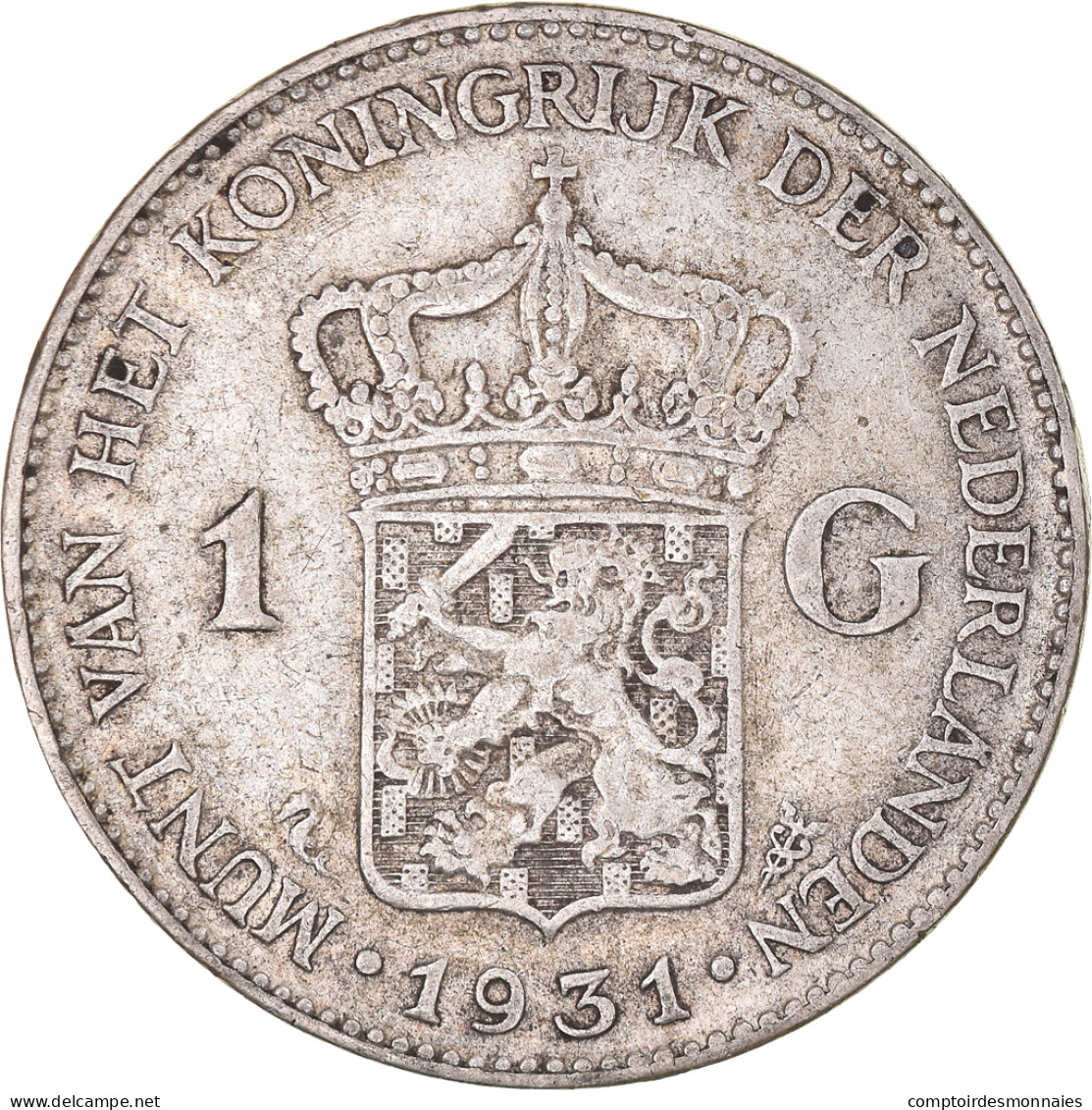 Monnaie, Pays-Bas, Wilhelmina I, Gulden, 1931, Utrecht, TB+, Argent, KM:161.1 - 1 Gulden