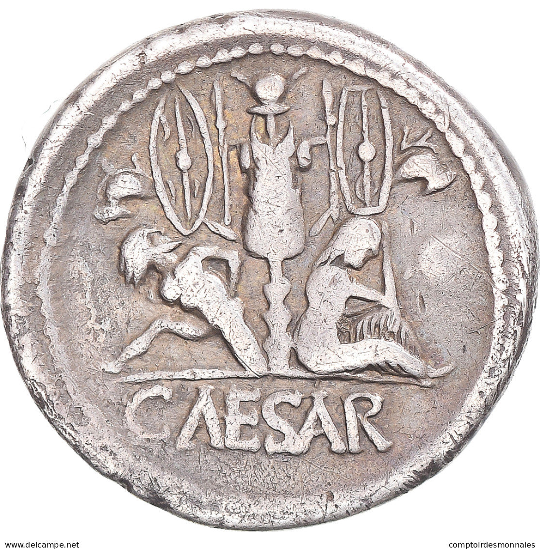 Monnaie, Jules César, Denier, 46-45 BC, Military Mint In Spain, TTB, Argent - República (-280 / -27)