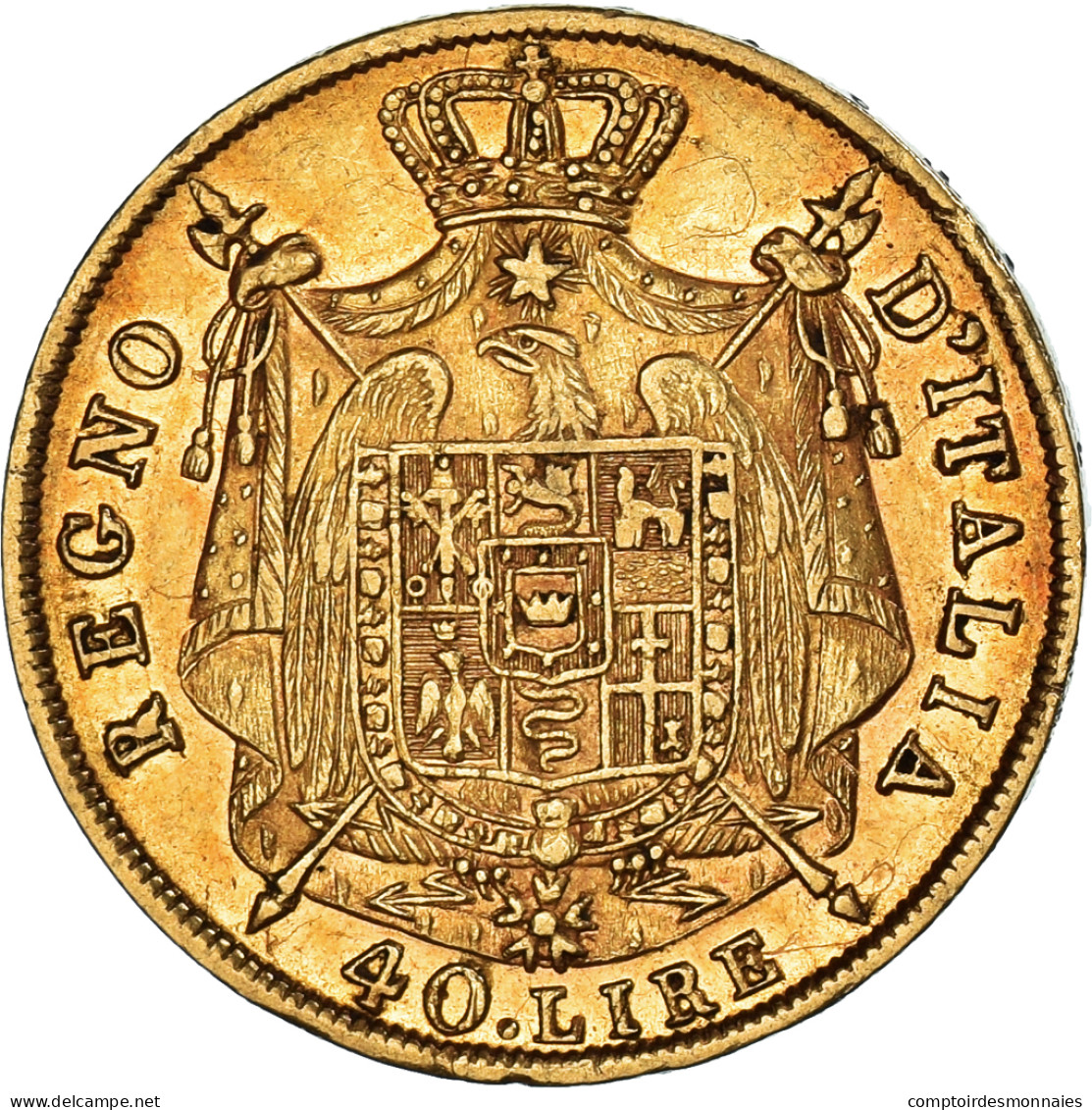 Monnaie, États Italiens, Napoleon I, 40 Lire, 1814, Milan, TTB, Gad IT32 - Napoléonniennes