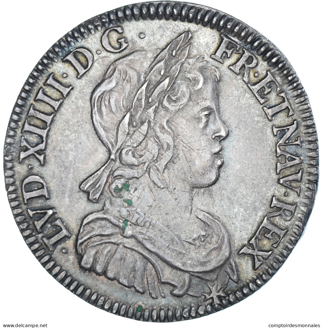 Monnaie, France, Louis XIV, 1/4 Écu à La Mèche Courte, 1644, Paris, TTB - 1643-1715 Louis XIV Le Grand