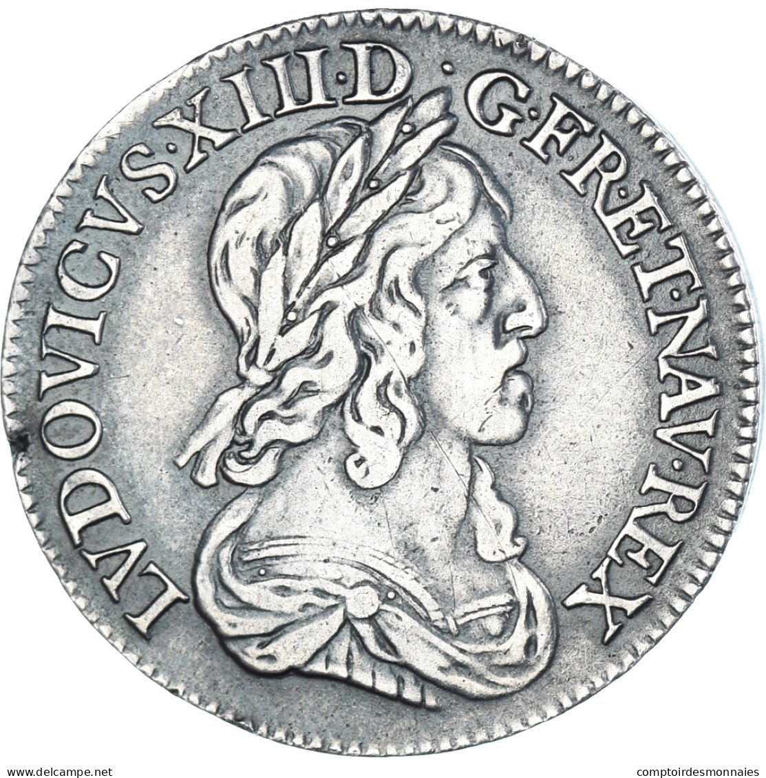 Monnaie, France, Louis XIII, 1/4 Ecu, 1643, Lyon, TB+, Argent, Gadoury:48 - 1610-1643 Louis XIII The Just