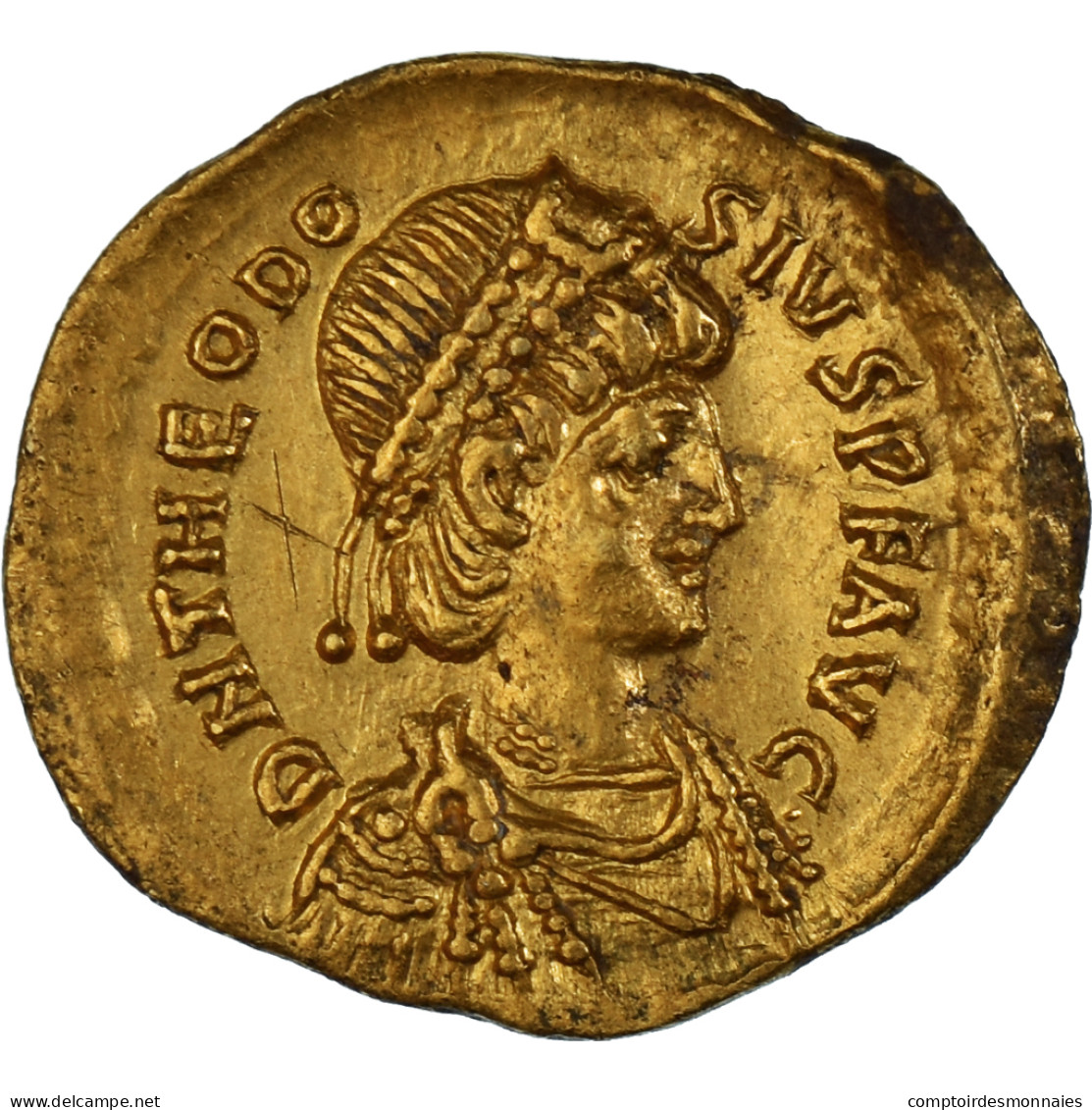 Monnaie, Theodosius II, Tremissis, 402-450, Constantinople, SUP, Or, RIC:X-213 - La Fin De L'Empire (363-476)