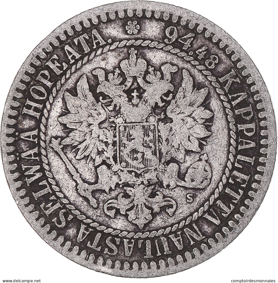 Monnaie, Finlande, Alexander II, Markka, 1865, Helsinki, TB, Argent, KM:3.1 - Finlande