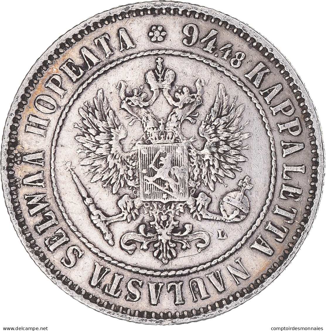 Monnaie, Finlande, Alexander III, Markka, 1892, Helsinki, TTB, Argent, KM:3.2 - Finlande