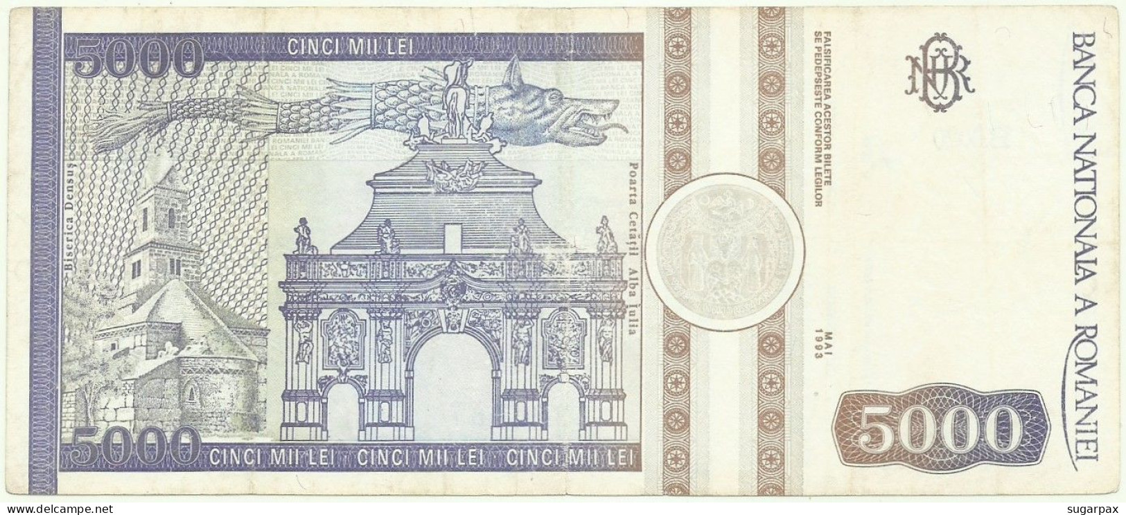 ROMANIA - 5 000 Lei - 05.1993 - Pick 104 - Série B.0020 - 5000 - Romania