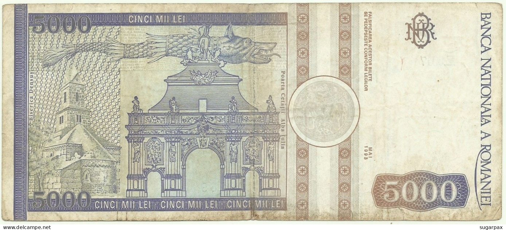 ROMANIA - 5 000 Lei - 05.1993 - Pick 104 - Série E.0017 - 5000 - Rumania