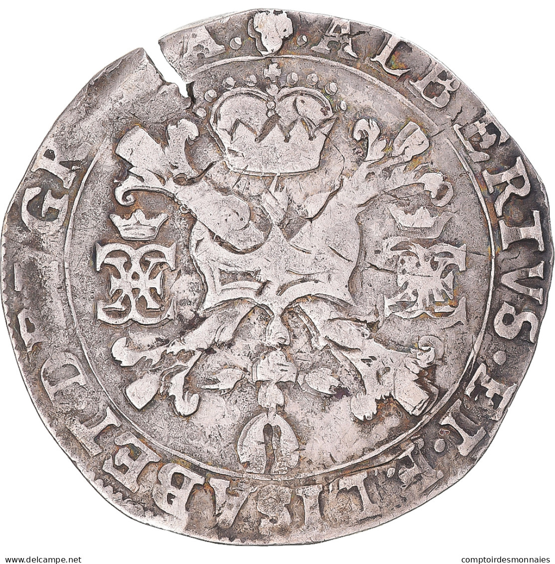 Monnaie, Pays-Bas Espagnols, Albert & Isabelle, 1/2 Patagon, 1620, Bruxelles - Spaanse Nederlanden