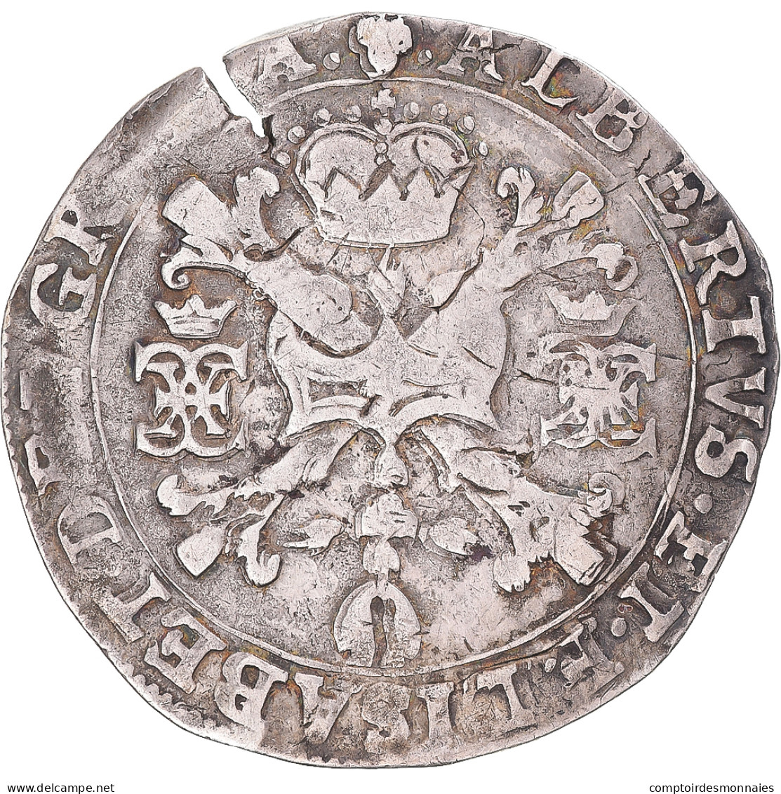 Monnaie, Pays-Bas Espagnols, Albert & Isabelle, 1/2 Patagon, 1620, Bruxelles - Spanische Niederlande