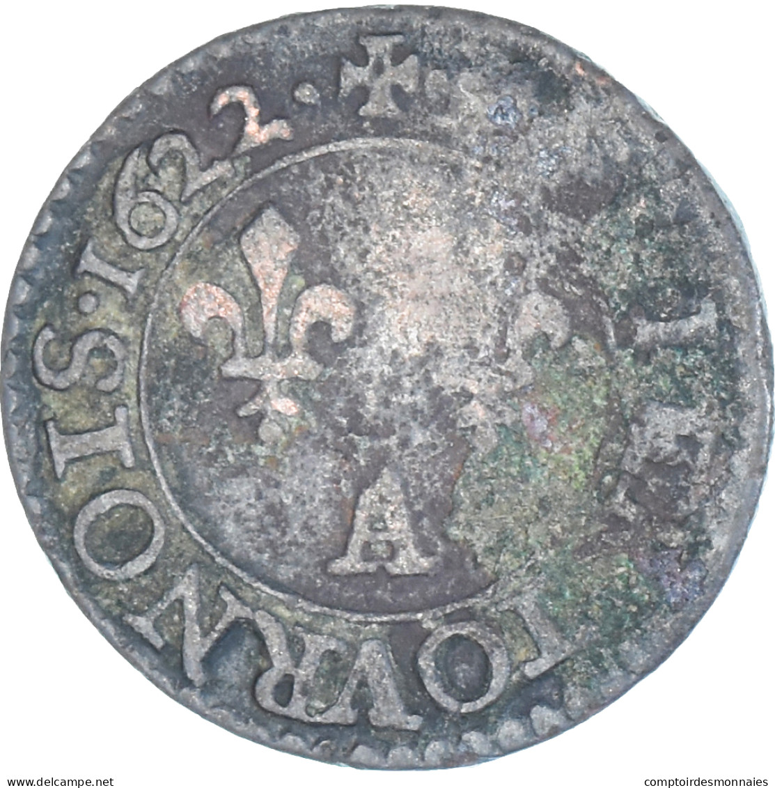 Monnaie, France, Louis XIII, Denier Tournois, 1622, Paris, TB+, Cuivre - 1610-1643 Luis XIII El Justo