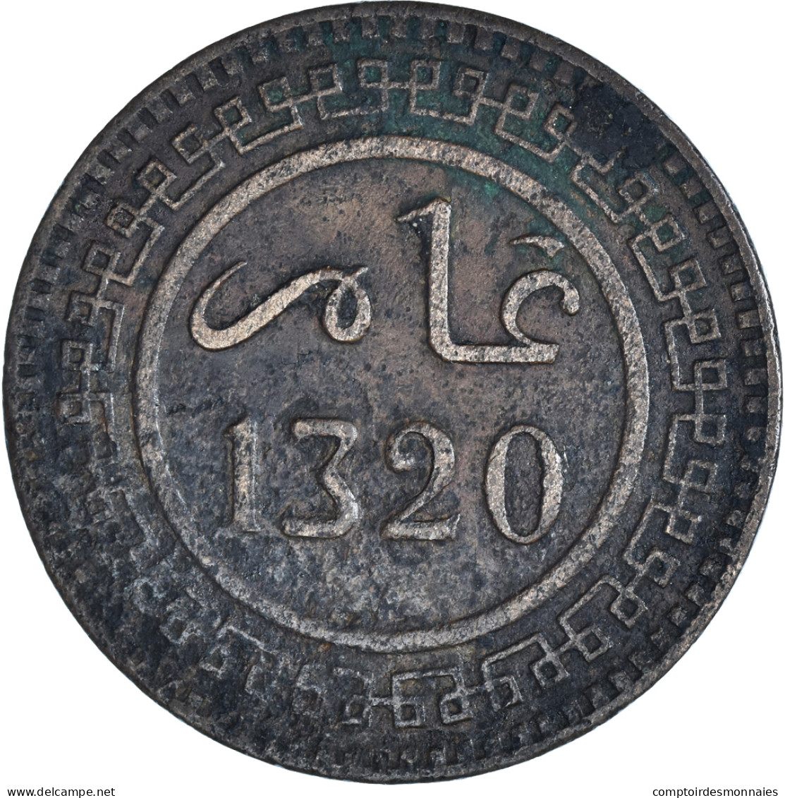 Monnaie, Maroc, 'Abd Al-Aziz, 10 Mazunas, AH 1320/1902, TB+, Bronze, KM:17.2 - Maroc