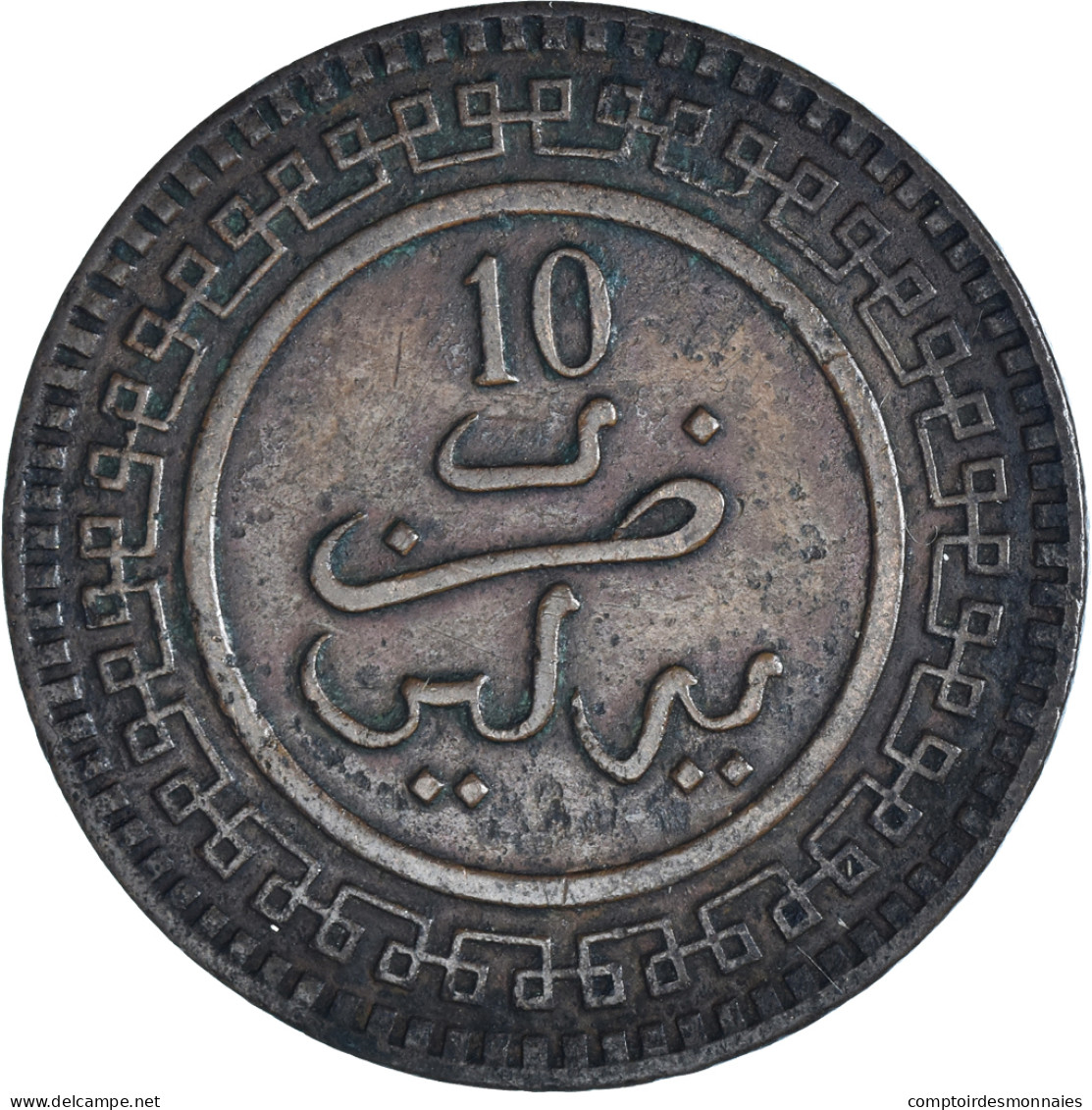 Monnaie, Maroc, 'Abd Al-Aziz, 10 Mazunas, AH 1320/1902, TB+, Bronze, KM:17.2 - Maroc