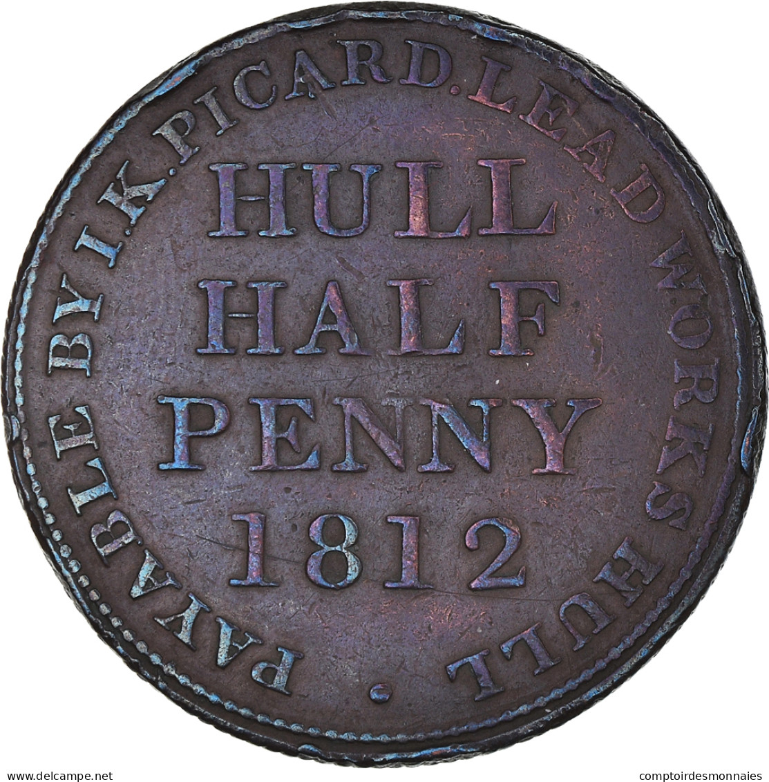 Monnaie, Grande-Bretagne, Hull Lead Works, Halfpenny Token, 1812, Hull, TTB - Autres & Non Classés