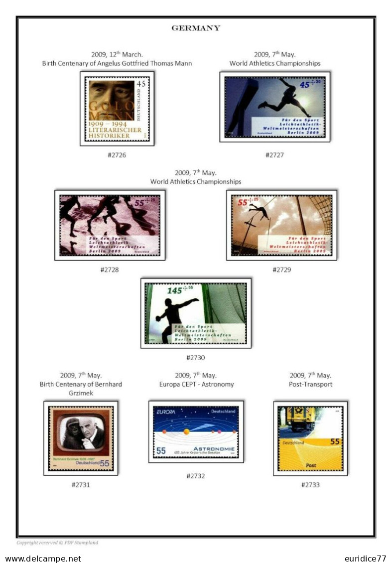 Album De Alemania Deutschland Germany 2005-2019 - Juego De Hojas Preimpresas Color A4 Cartulina 300 Gramos - Pré-Imprimés