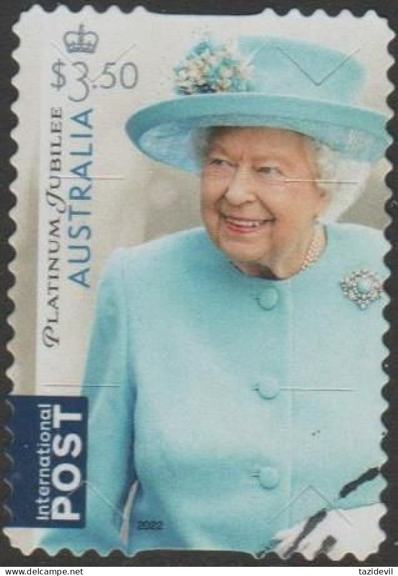 AUSTRALIA - DIE-CUT - USED - 2022 $3.50 Queen Elizabeth II Platinum Jubilee, International - Gebruikt