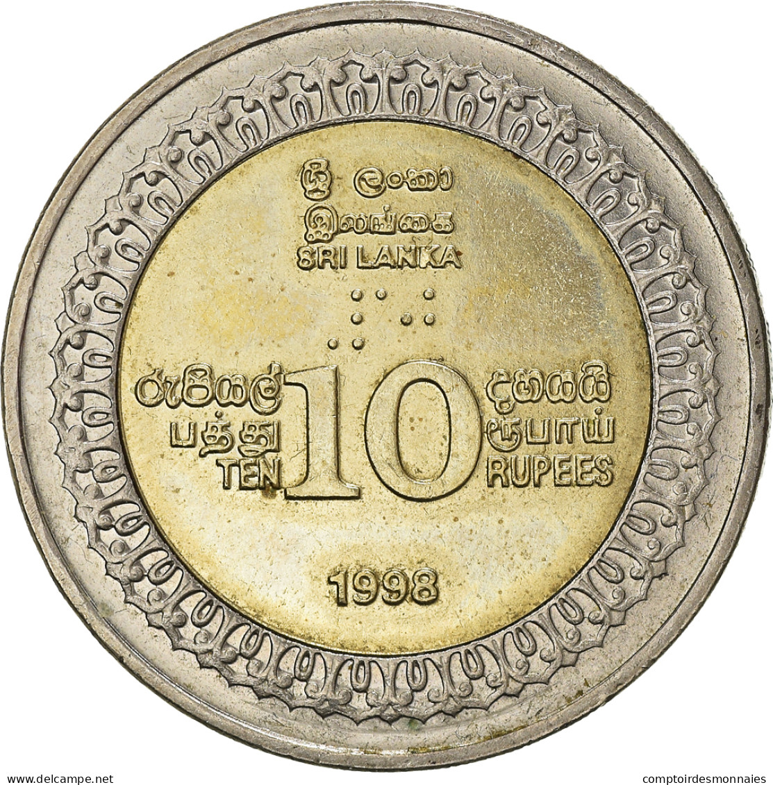 Monnaie, Sri Lanka, 10 Rupees, 1998, British Royal Mint, SUP, Bimétallique - Sri Lanka (Ceylon)