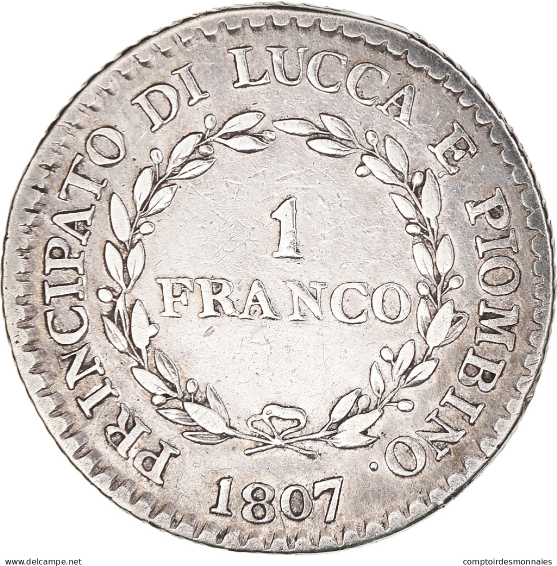 Monnaie, États Italiens, LUCCA, Franco, 1807, Florence, TTB, Argent, KM:23 - Napoleontisch