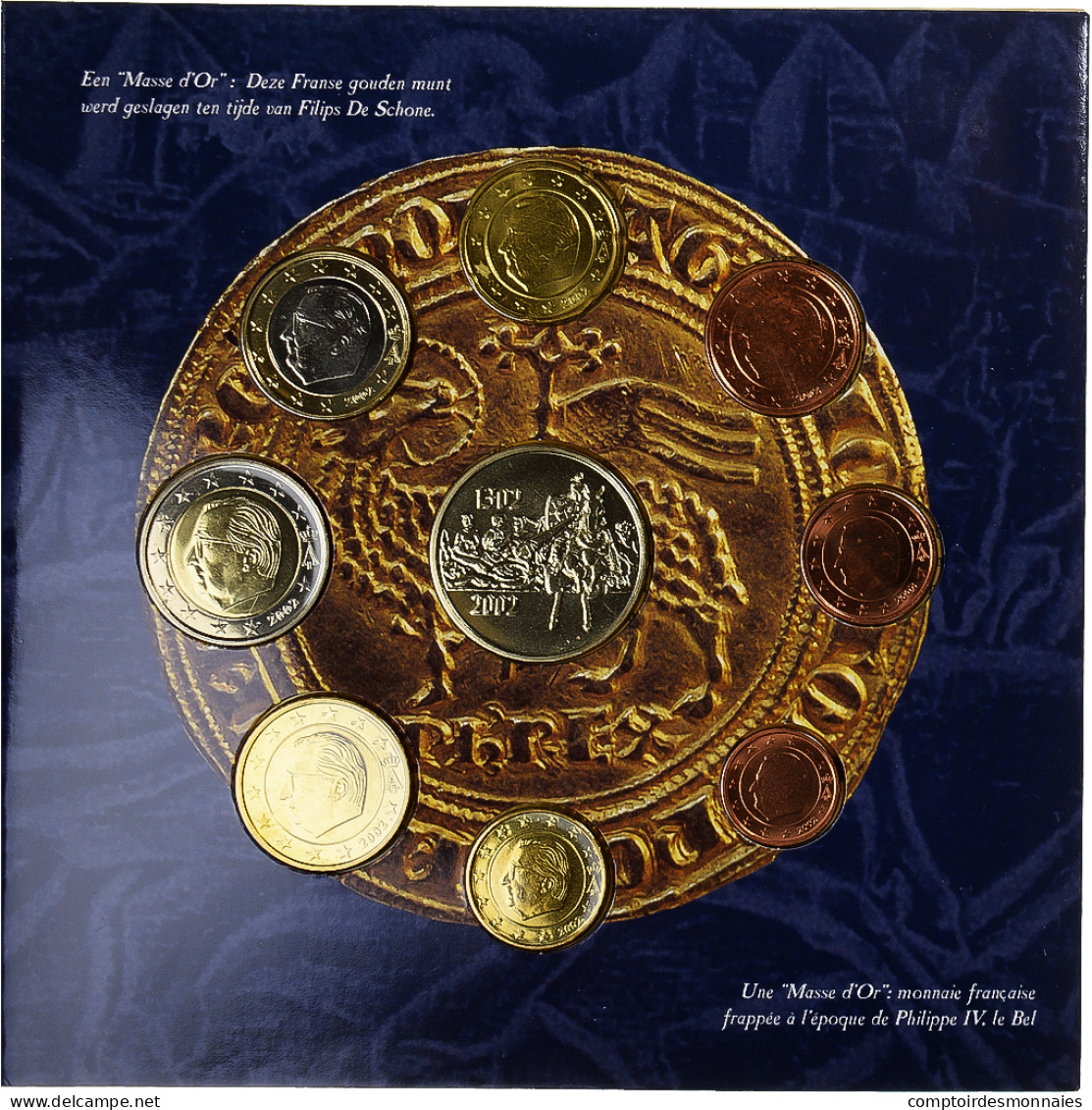 Belgique, 1 Cent To 2 Euro, Bataille Des éperons D'or, 2002, Bruxelles, BU, FDC - Belgio
