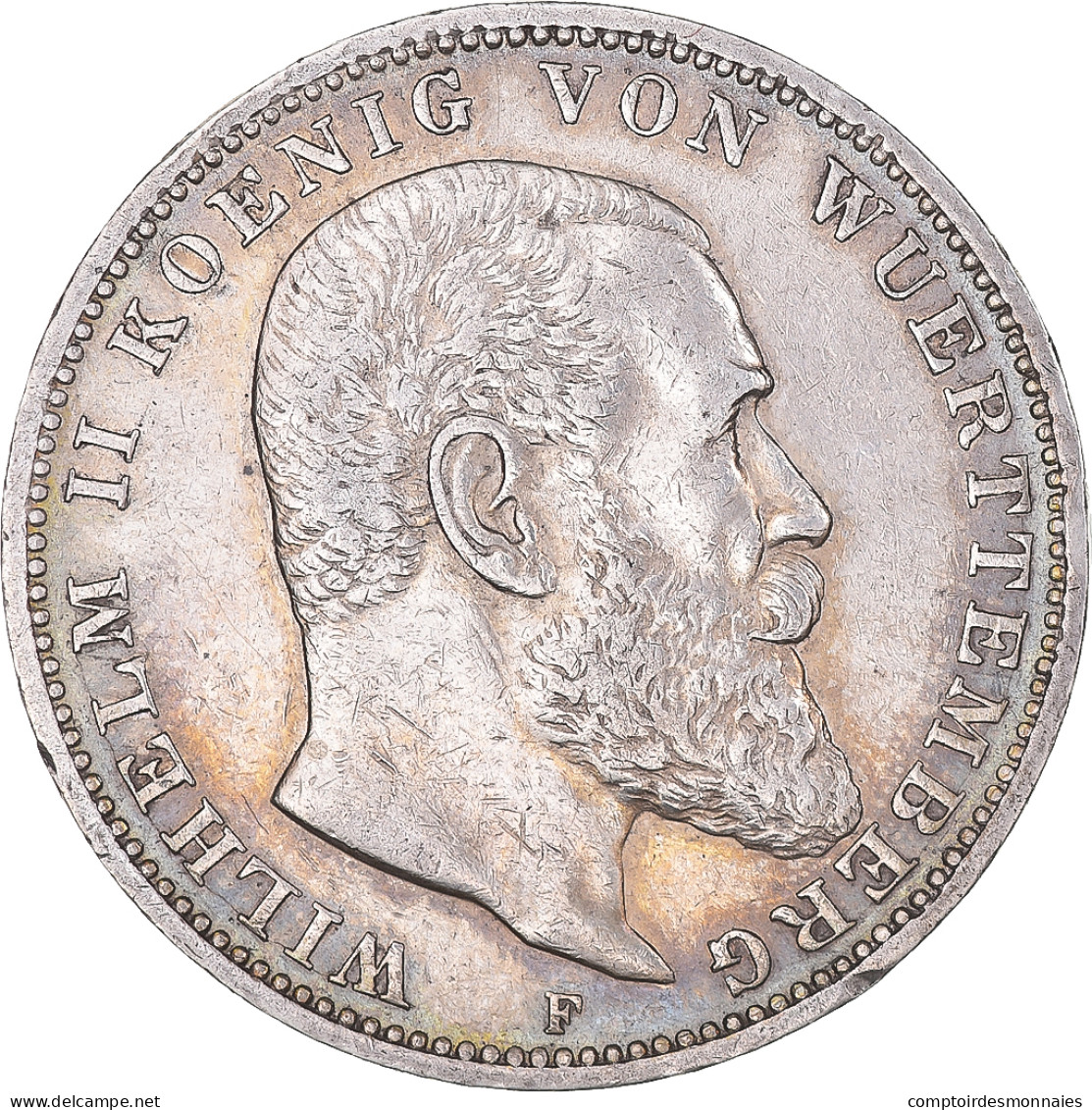 Monnaie, Etats Allemands, WURTTEMBERG, Wilhelm II, 3 Mark, 1909, Freudenstadt - Autres & Non Classés