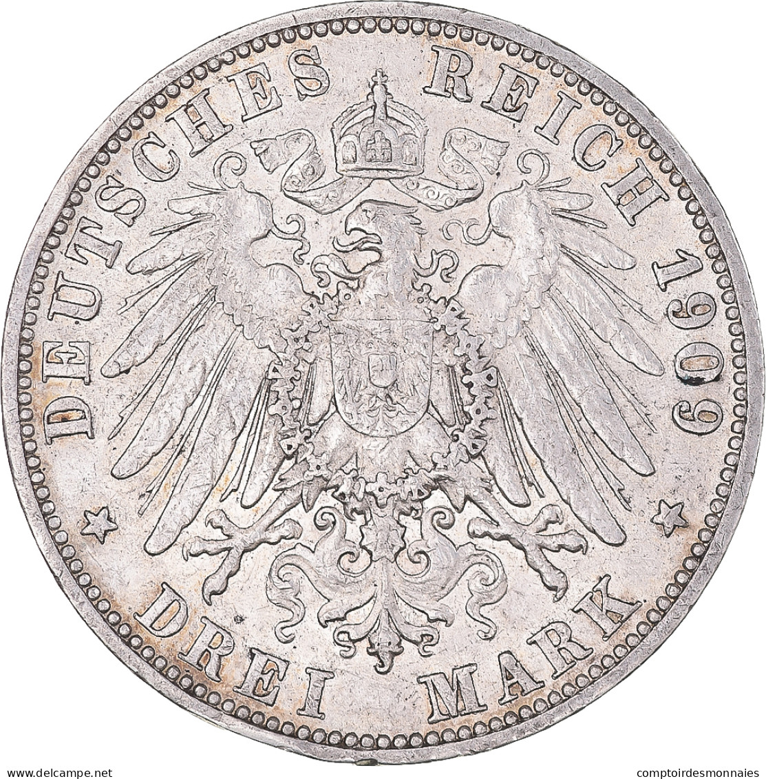 Monnaie, Etats Allemands, WURTTEMBERG, Wilhelm II, 3 Mark, 1909, Freudenstadt - Autres & Non Classés