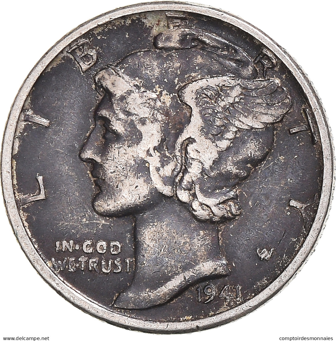 Monnaie, États-Unis, Mercury, Dime, 1941, U.S. Mint, TB+, Argent - 1916-1945: Mercury (Mercure)