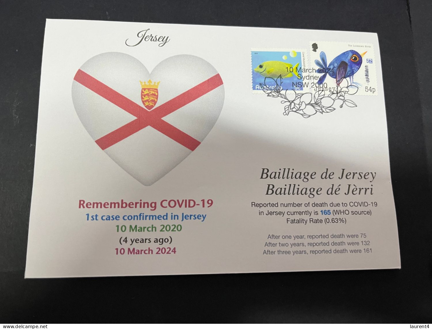 10-3-2024 (2 Y 37) COVID-19 4th Anniversary - Jersey - 10 March 2024 (with Jersey COVID-19 Stamp) - Malattie