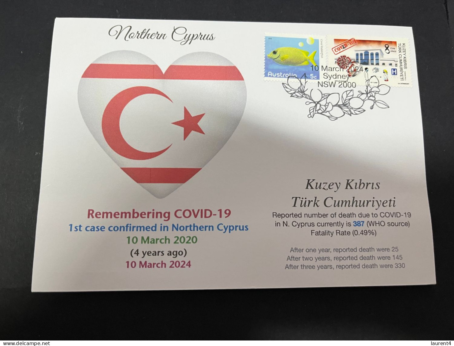 10-3-2024 (2 Y 37) COVID-19 4th Anniversary - Northern Cyprus - 10 March 2024 (with N. Cyprus COVID-19 Stamp) - Malattie