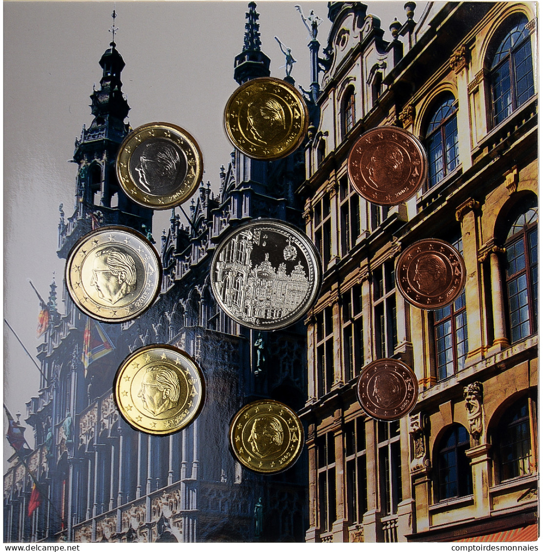 Belgique, 1 Cent To 2 Euro, Bruxelles - Grand'Place, 2005, Bruxelles, BU, FDC - België