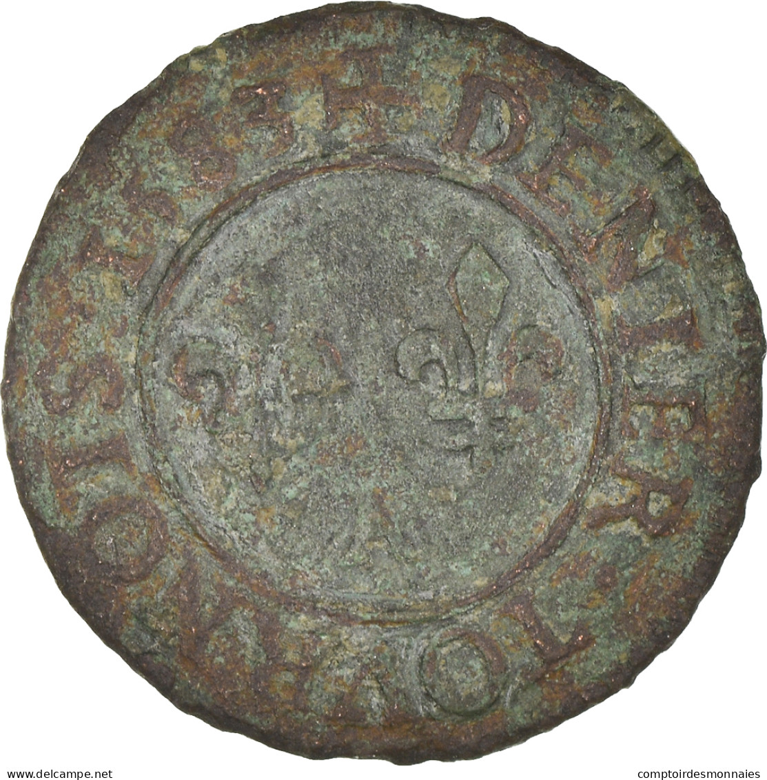 Monnaie, France, Henri III, Denier Tournois, 1583, Paris, TB+, Cuivre - 1574-1589 Henry III
