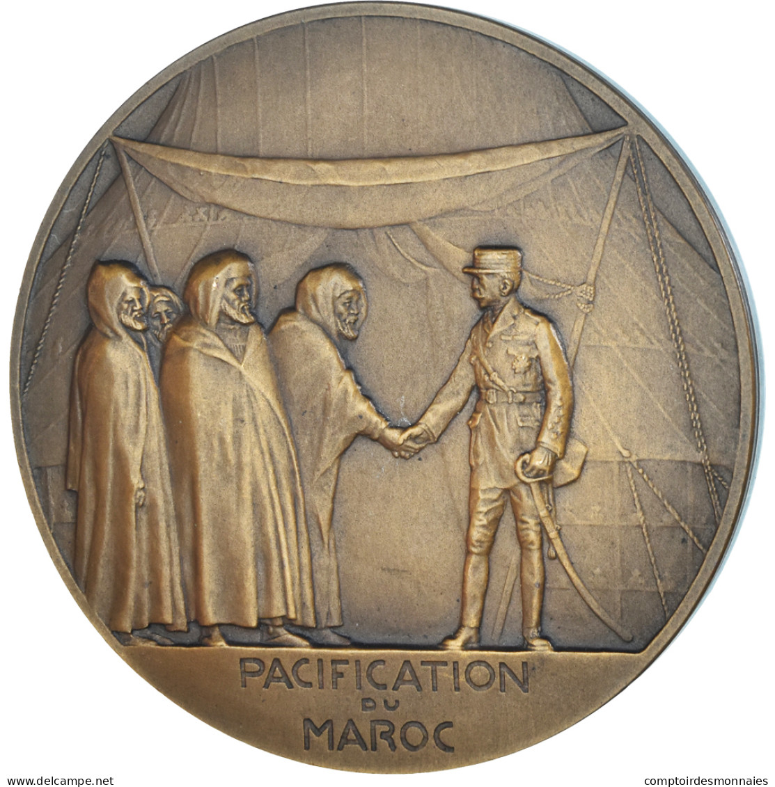 Maroc, Médaille, Maréchal Lyautey, Pacification Du Maroc, History, 1925 - Andere & Zonder Classificatie