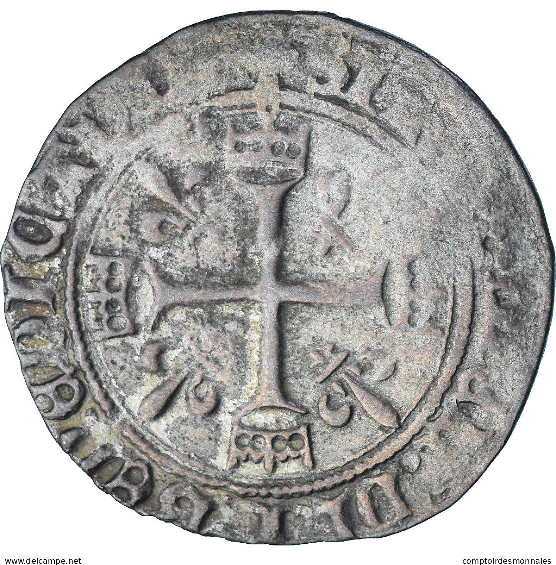 France, Charles VIII, Karolus, 1488-1498, Châlons-Sur-Marne, Billon, TTB+ - 1483-1498 Carlos VIII El Afable