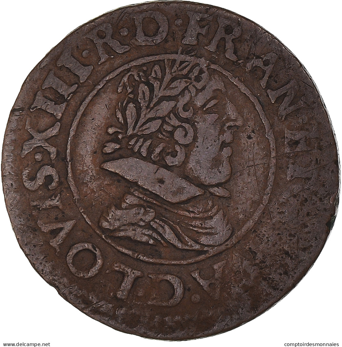 Monnaie, France, Louis XIII, Double Tournois, 1629, Lyon, TTB, Cuivre - 1610-1643 Luigi XIII Il Giusto
