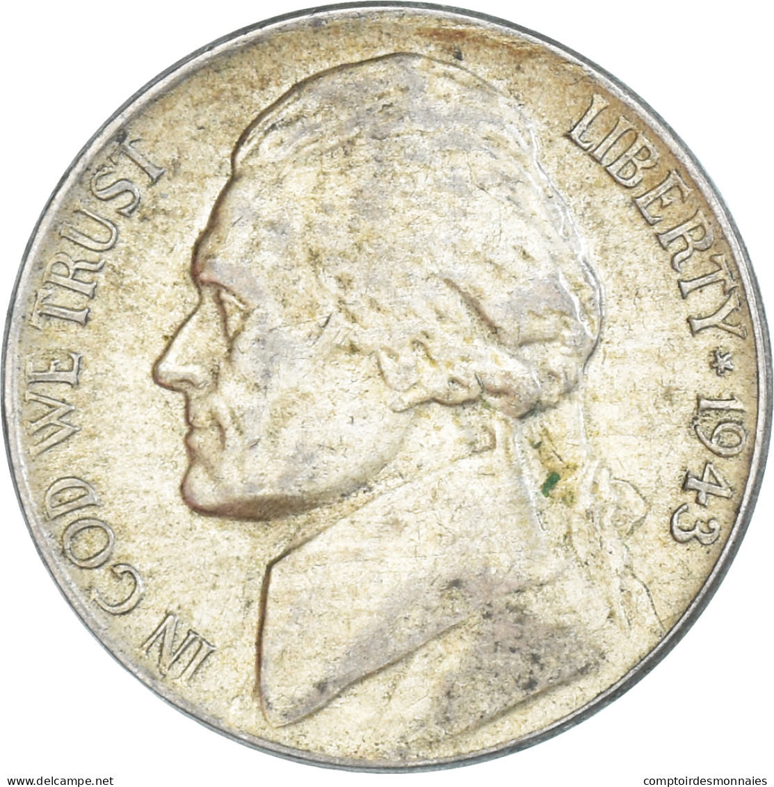 Monnaie, États-Unis, Jefferson Nickel, 5 Cents, 1943, U.S. Mint, Philadelphie - 1938-…: Jefferson