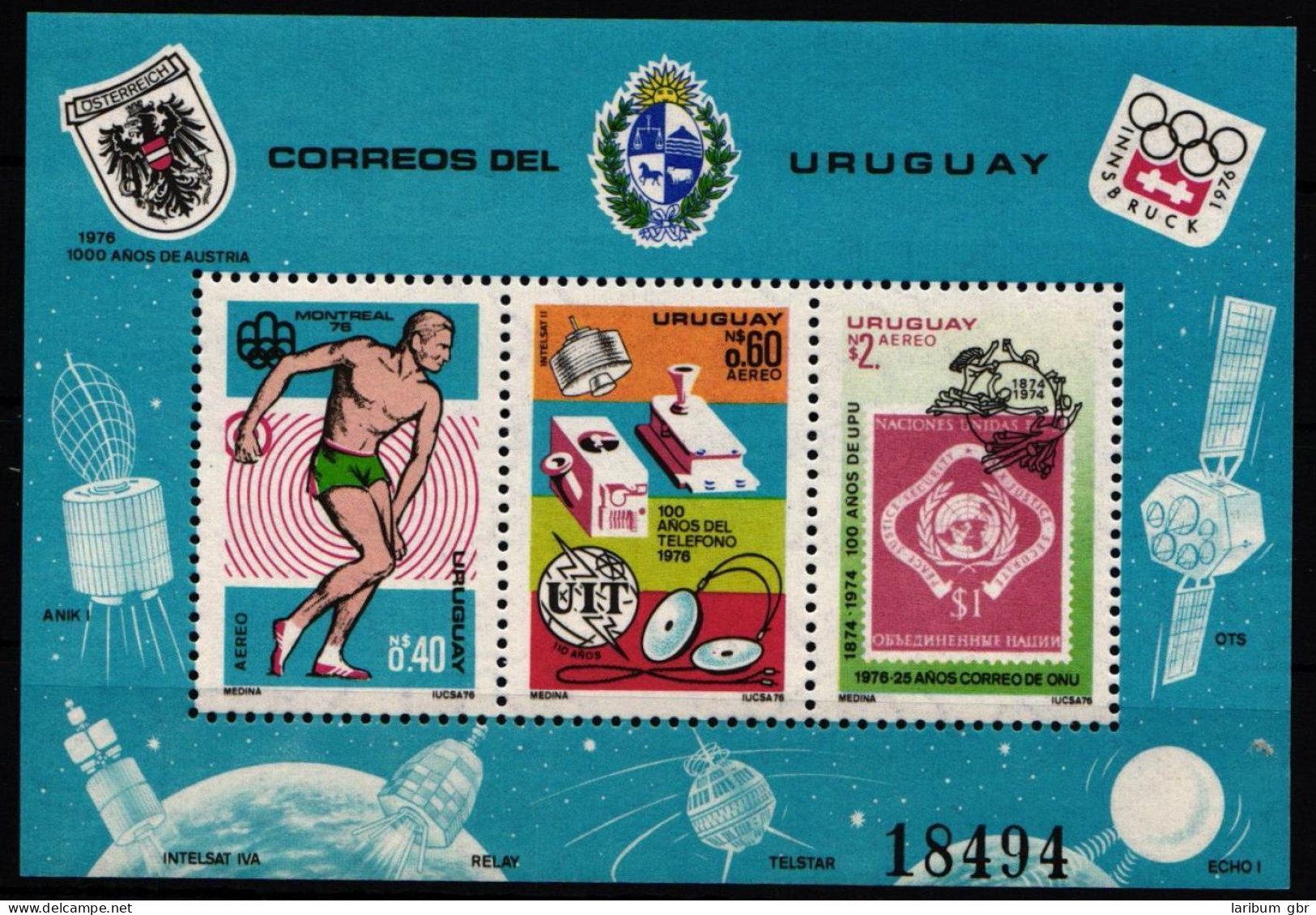 Uruguay Block 30 Postfrisch Olympia, Telefon, Post #IB069 - Uruguay