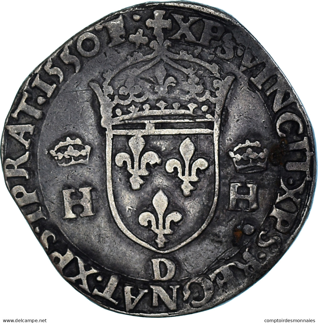 Monnaie, France, Henri II, Teston Au Buste Lauré, 1550, Lyon, Rare, TB+ - 1547-1559 Hendrik II