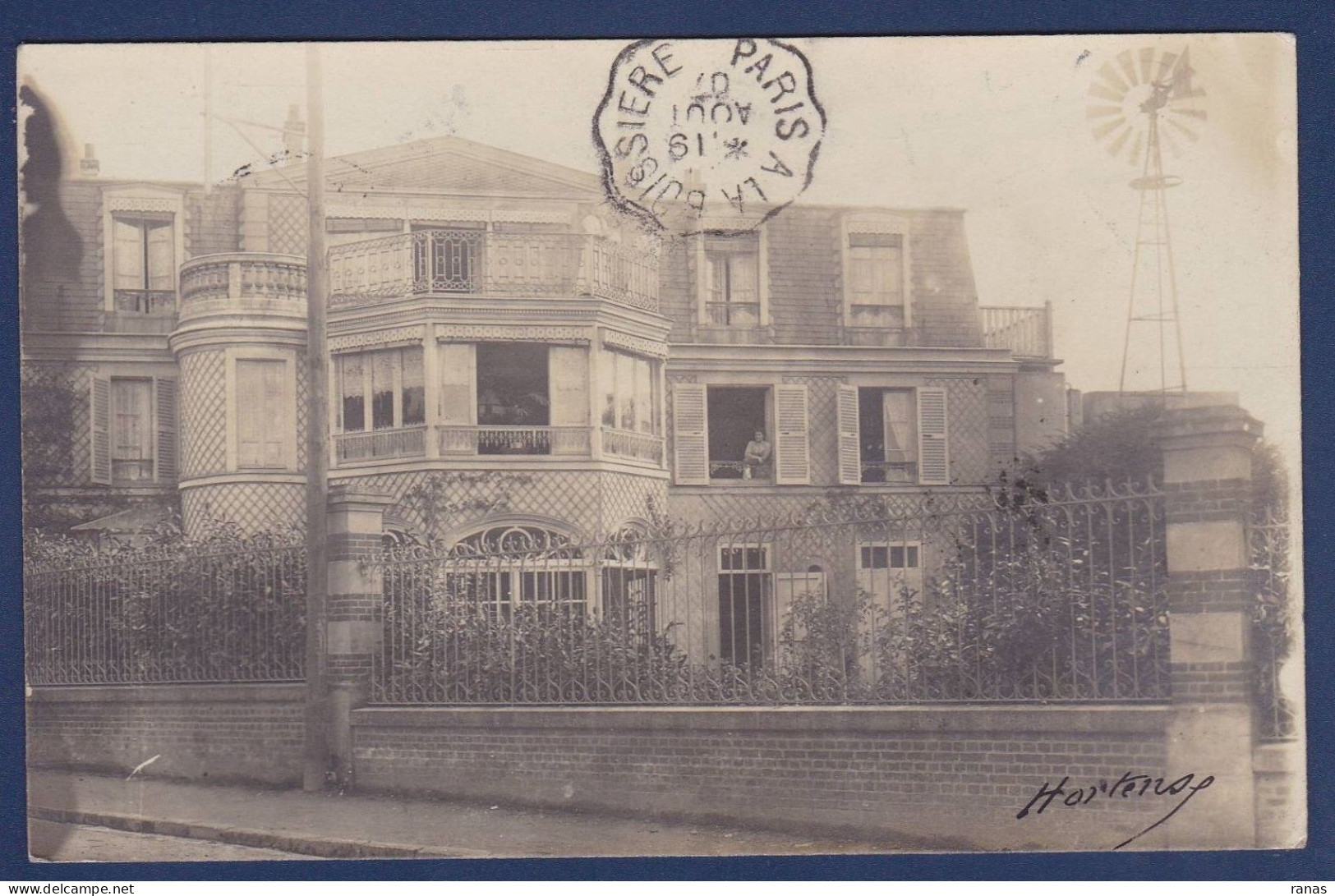 CPA Moulin à Vent Circulé Carte Photo Voir Dos éolienne Cachet Ambulant Paris à La Boissière - Moulins à Vent