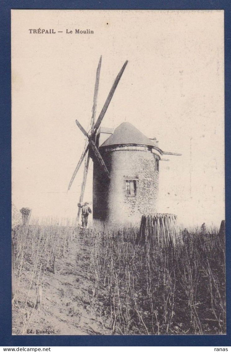 CPA Moulin à Vent écrite Trépail - Moulins à Vent