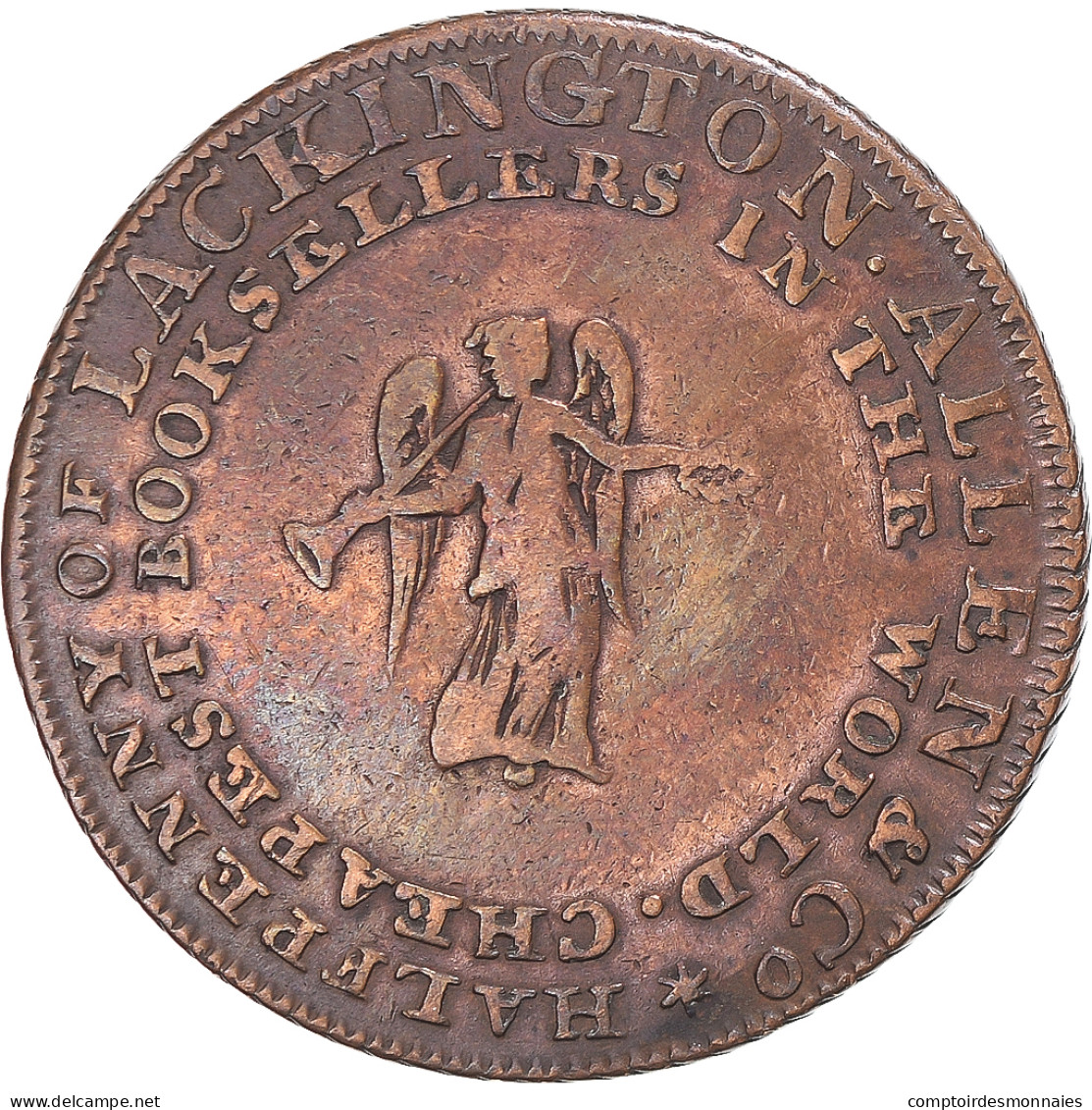 Royaume-Uni, Halfpenny Token, J. Lackington, 1795, TTB, Cuivre - Andere & Zonder Classificatie