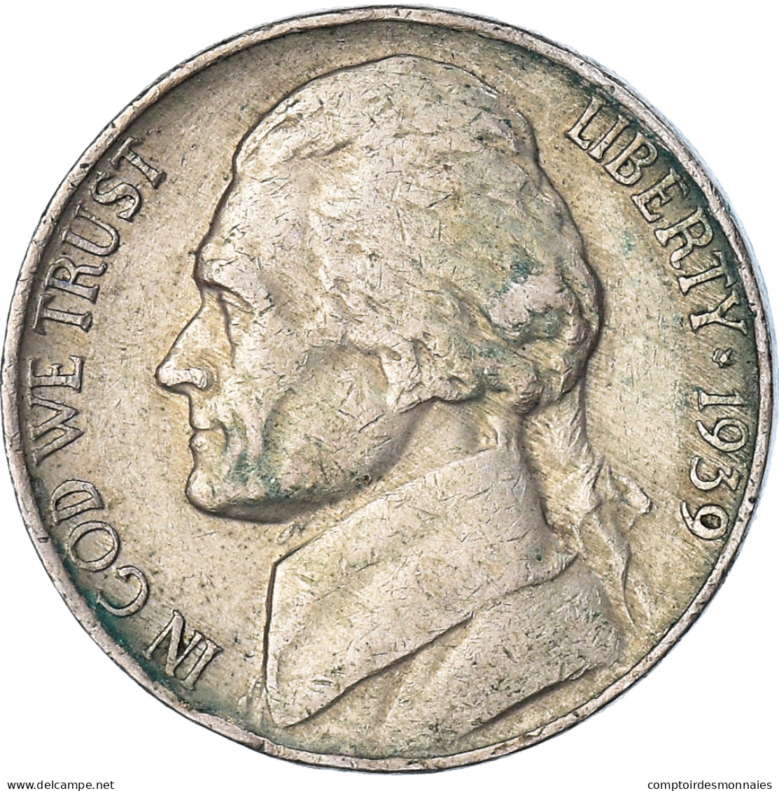 Monnaie, États-Unis, Jefferson Nickel, 5 Cents, 1939, U.S. Mint, Philadelphie - 1938-…: Jefferson