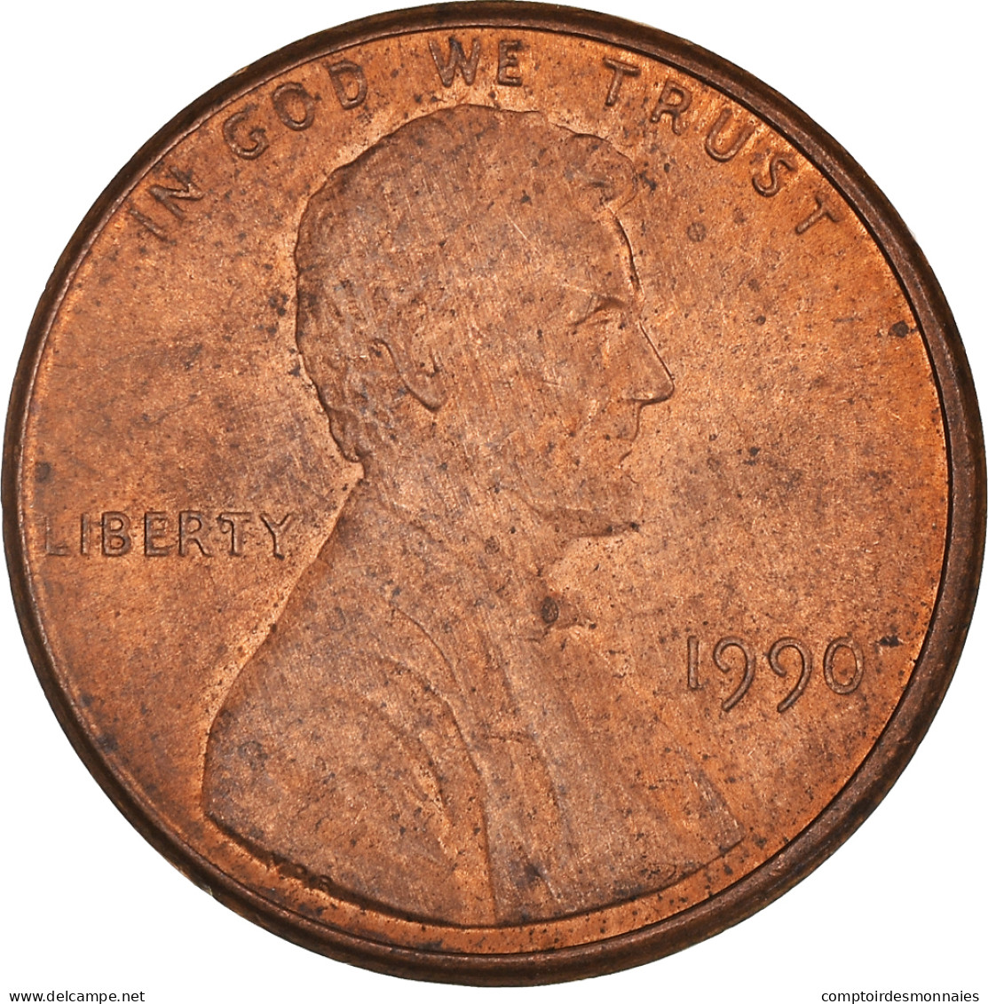 Monnaie, États-Unis, Lincoln Cent, Cent, 1990, U.S. Mint, Philadelphie, TTB+ - 1959-…: Lincoln, Memorial Reverse