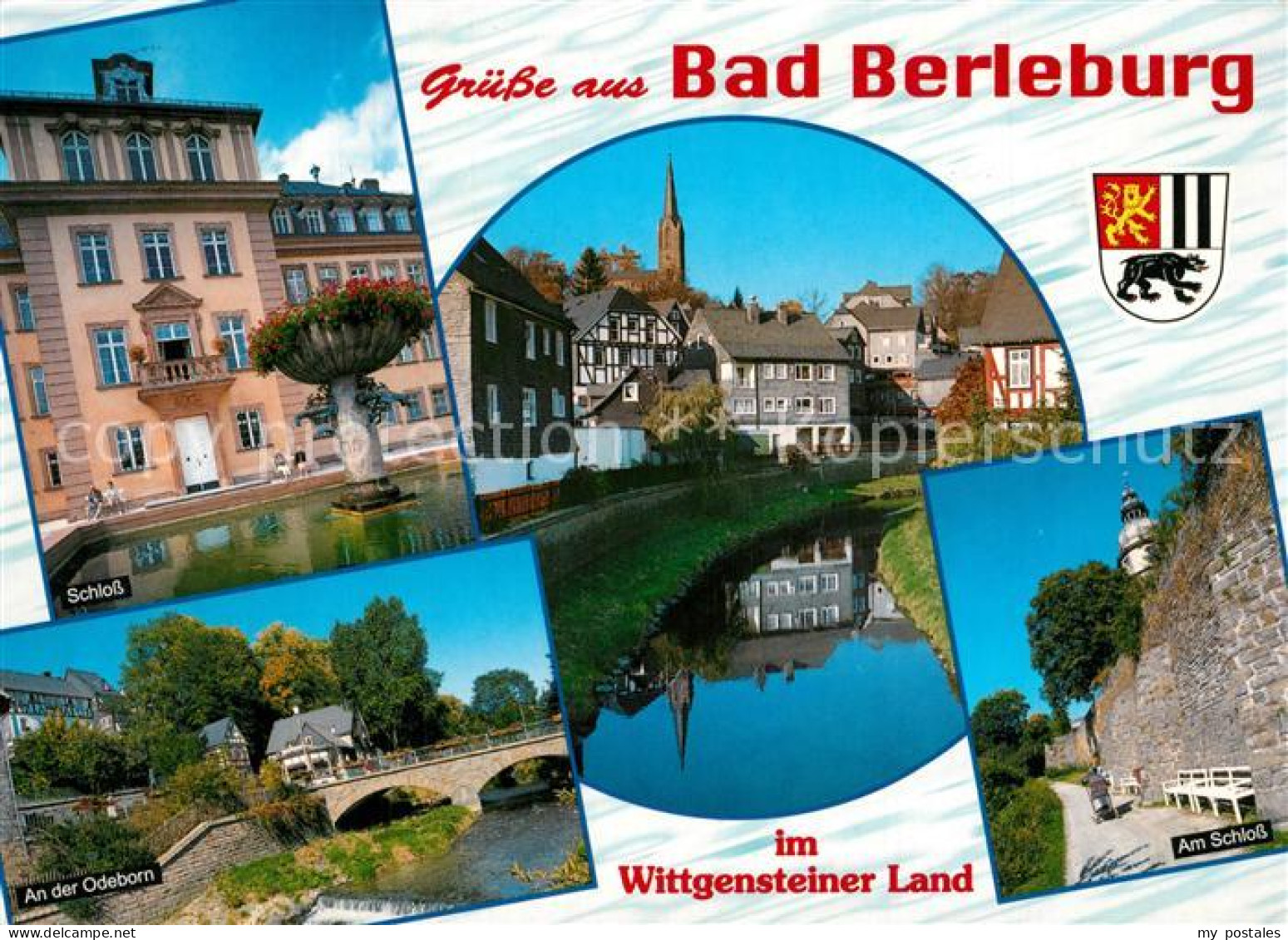 73478974 Bad Berleburg Schloss Odeborn Bruecke Stadtmauer Motiv Mit Kirche Wappe - Bad Berleburg