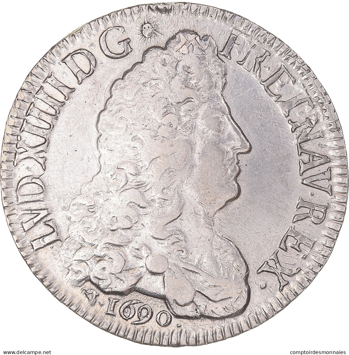 Monnaie, France, Louis XIV, Ecu Aux 8 L, 1690, Lyon, Réformé, TTB, Argent - 1643-1715 Luigi XIV El Re Sole