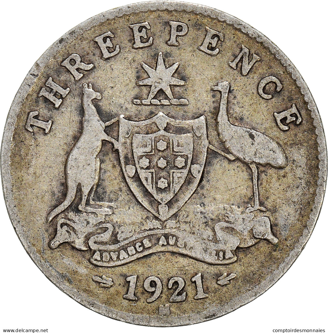 Monnaie, Australie, George V, Threepence, 1921, TTB, Argent, KM:24 - Threepence